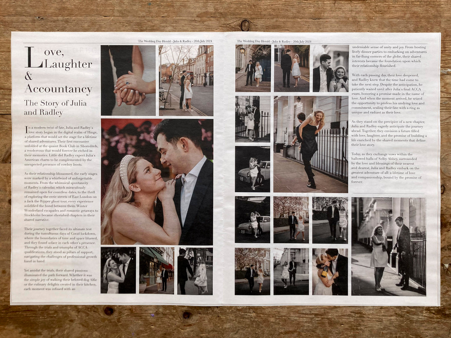 Bespoke Wedding Day Newspaper - Order of Service & Keepsake